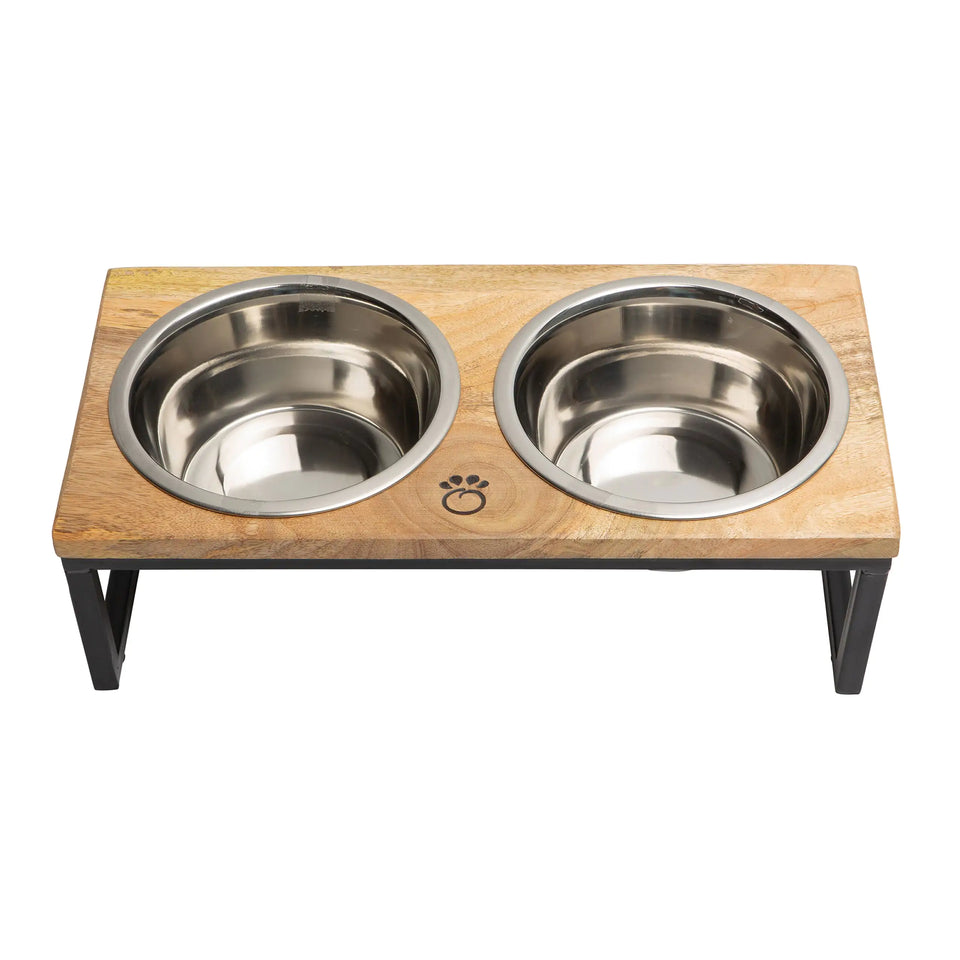 Wood & Metal Elevated Pet Feeder