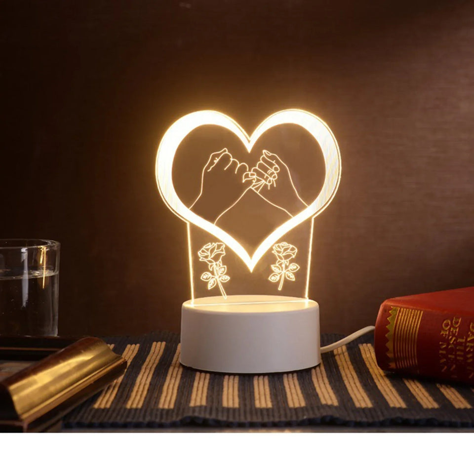 USB Acrylic I Love You 3D Night Light Lamp